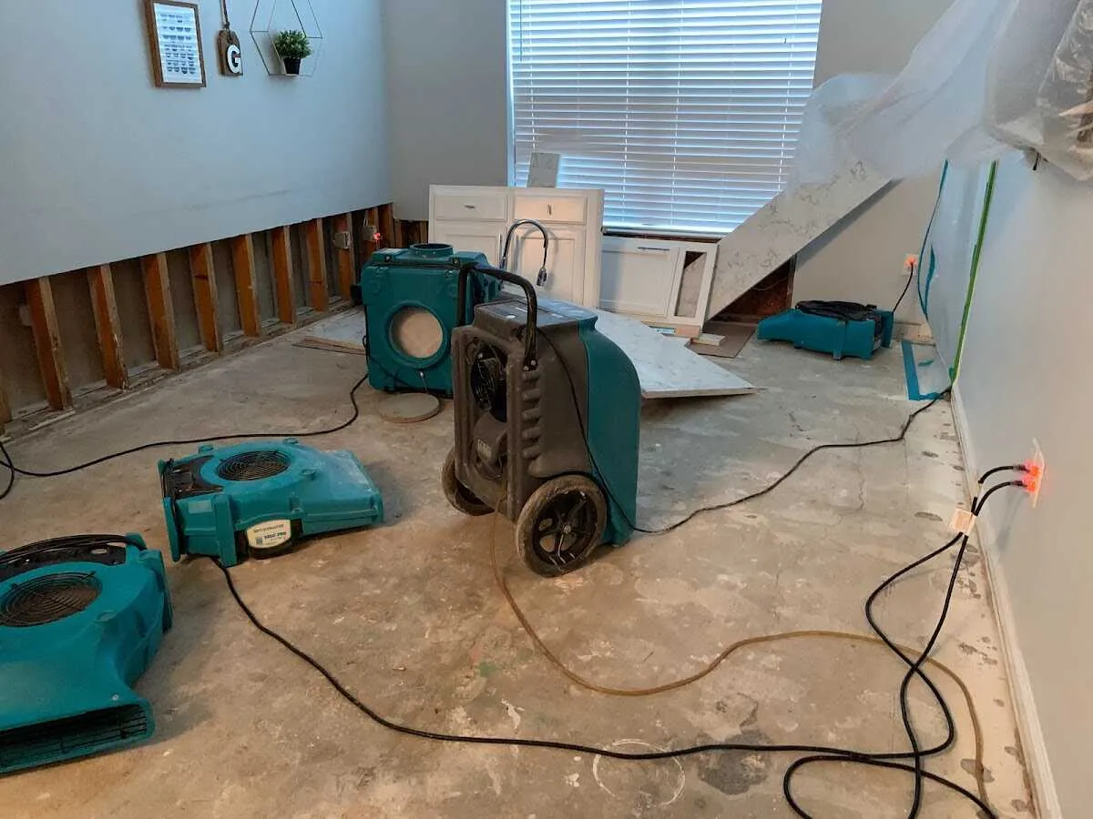 Dehumidifier in flood-cut room for Water Damage Restoration in Severna Park